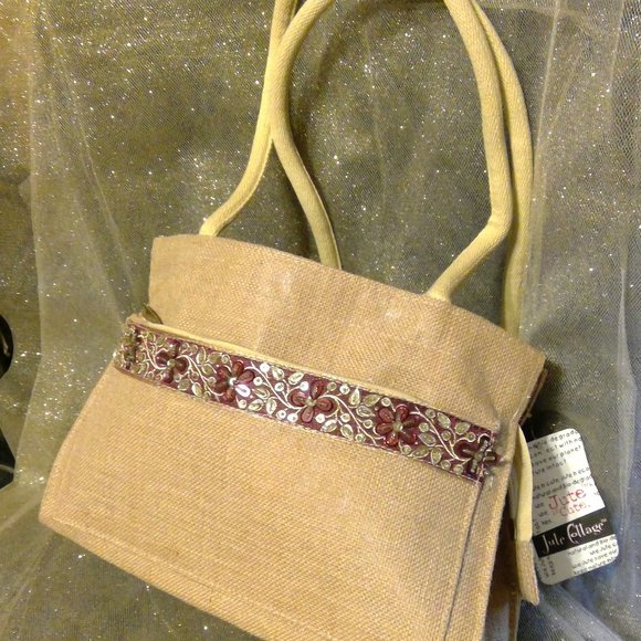 Jute Cottage Beige Sequined Purse - Picture 4 of 8
